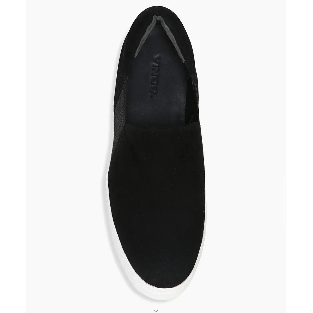 Vince Warren Black Suede Platform Slip On‎ Sneakers 7.5 New With Tags/Box